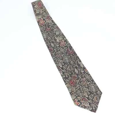 Van Heusen Corporate Casual Mens Tie Blue Red Floral 100% Silk Short - Image 1 of 4