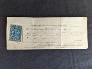 1871 Warranty Deed BELLLEVILLE St Clair County Illinois with Stamps Document - Imagen 1 de 8