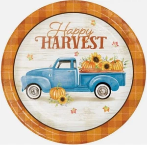 Happy Harvest 8.75" Paper Plates (8pk) Autumn Truck Pumpkin Sunflower - Picture 1 of 2
