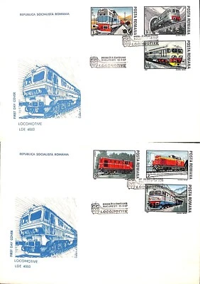 BB002 Romania - 2 x FDC 1987 Locomotives - Image 1 of 3