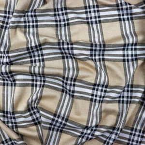 FS1097 Camello Tartán Elástico Jacquard Material Camiseta Tejida Tela para hacer vestir - Imagen 1 de 8