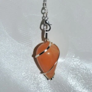 Spiral Pendel mit KARNEOL Edelstein Messing versilbert - Bild 1 von 2