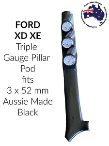 3 Gauge Pillar Pod to suit FORD XE Falcon Black ABS 2 x 52mm Gauge Aussie Made - Picture 1 of 2