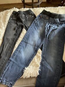 LOT of 2 Girls Stretch Denim Skinny Jeans Justice (Size 7S) Black & Blue