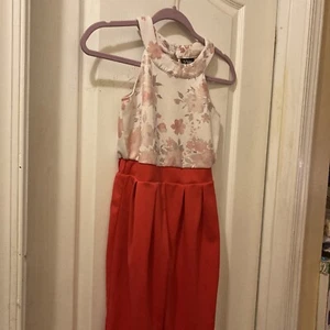 2-Hip Teen One-Piece Jumpsuit Sleeveless Size 10 Collarless Red Multicolor - Picture 1 of 9