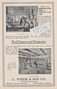 1906 SAN FRANCISCO OAKLAND California L TOZER & SON COMPANY carta da parati DRAPPI - Foto 1 di 1