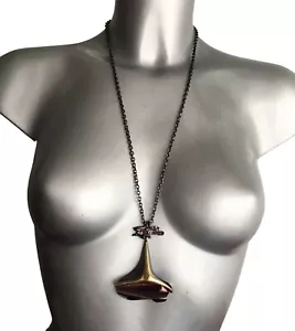 Björn Weckström 'Bethlehem Steel' flame bronze pendant necklace, Finland 1970s - Foto 1 di 7