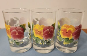 3 Summer Blush Corelle Stiefmütterchen Corning Ware 6 Unzen Saftgläser - Bild 1 von 4