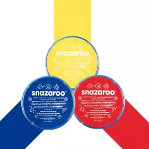 PRIMÄRFARBEN Snazaroo Set Gesichtsfarbe & Bühnen Make-Up (blau, gelb & rot) - Bild 1 von 1