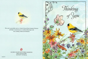 Sacred Heart Thinking Of You Flower Printed Greeting Card With Envelope - Picture 1 of 2