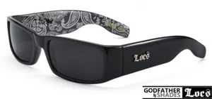 LOCS 9006 Black BANDANA Sunglasses | Classic Gangster Cholo Mad Dog OG Eyewear - Picture 1 of 4