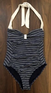 NEW Nip Tuck Swim Womens Nautical Rope Striped Blue White 1 Piece Swimsuit Sz 6 - Picture 1 of 1