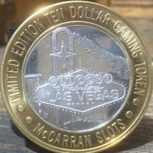 McCarran Slots Las Vegas Limited Edition $10 Gaming Token 999 Silver Center DMPL - Picture 1 of 5