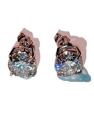 4 Ct Certified Lab Created D, VVS Moissanite Earrings 14kt Solid White Gold New - Image 1 of 4