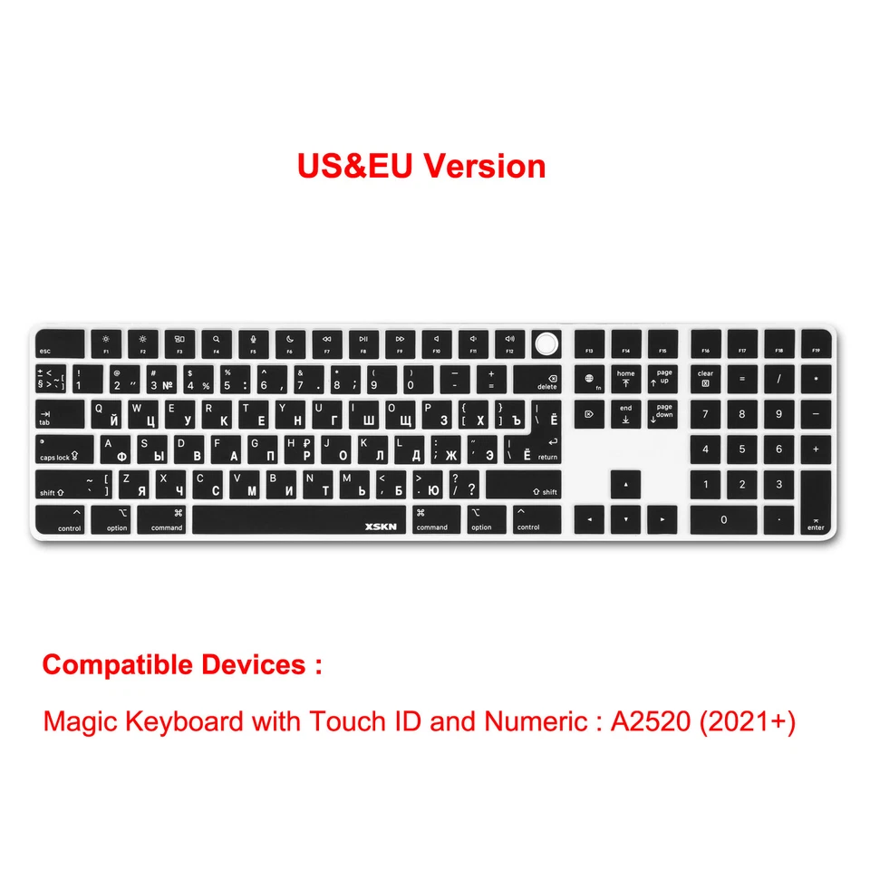 XSKN Russian Silicone Keyboard Cover for Macbook Pro Air 13 14 15 16 M1 M2 M3 M4 - Image 1 of 4