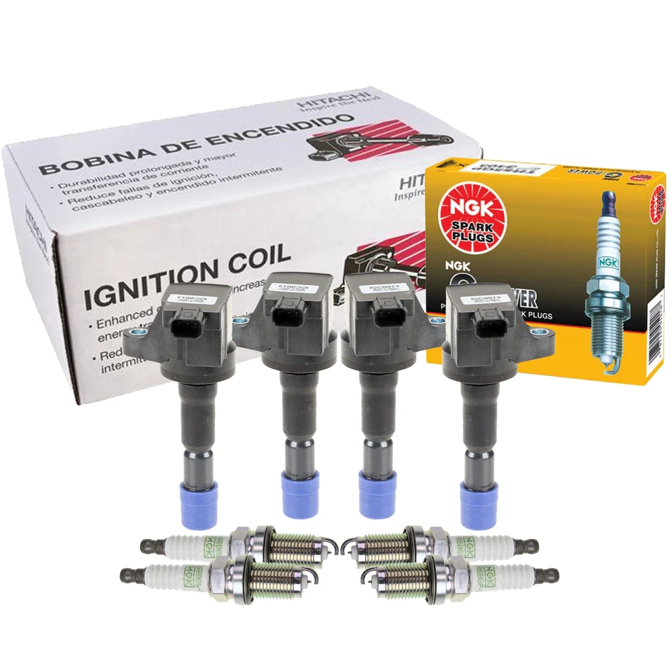 Hitachi 4 Ignition Coils & NGK 4 G-Power Spark Plugs Kit For Honda Fit L4 L15A7 - Image 1 of 1