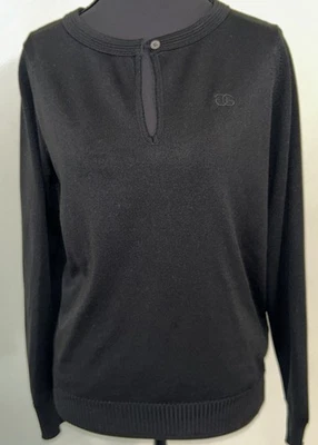 Vtg GIVENCHY SPORT Women’s Black Pullover Sweater Keyhole Buttonhole Sz 38/8 - Image 1 of 4