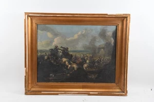 Q40U16- Gemälde antike Schlachtenszene 19.Jh  - Bild 1 von 12