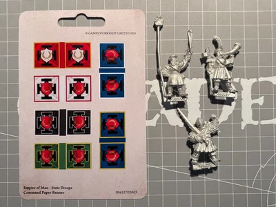 Warhammer / The Old World Empire of Man Classic State Troops Command x3 Metal - Immagine 1 di 4