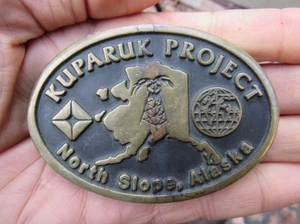 Vtg  KUPARUK PROJECT Belt Buckle OIL Sealift Oilfield Alaska ARCO Slope RARE VG+ - Picture 1 of 4