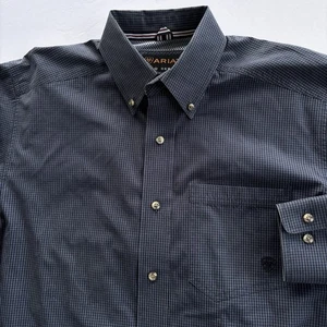 Ariat Pro Series Blue Check Button Down Shirt Size Medium - Picture 1 of 15