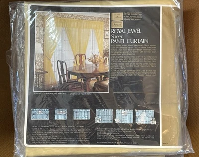 Vintage Royal Jewel Sears Sheer Panel Curtains  82” X 54”  Tawny Gold #524 Pair - Image 1 of 3
