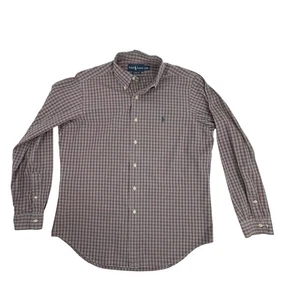 Ralph Lauren Classic Fit Plaid Button Down Shirt Men 16 1/2 L Burgundy Green - Picture 1 of 5