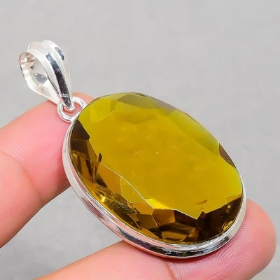 Ciondolo gioiello sfaccettato forma ovale citrino fatto a mano design unico... - Immagine 1 di 4