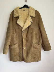 Lakeland Lammfell Shearling Mantel Herren Größe 42" hellbraun Wildleder Vintage - Bild 1 von 11