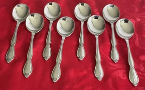 Oneida Community stainless Chatelaine  8 round bowl spoons 6 7/8" EUC - Picture 1 of 5