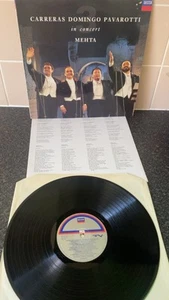 Carreras Domingo Pavarotti In Concert Mehta LP Vinyl Record Vintage 1990 - Picture 1 of 2