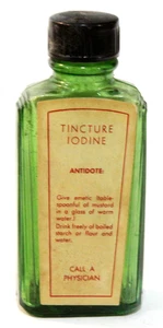 Tincture Iodine Empty Bottle VTG Green 3.5" Tall 1 oz Red Arrow Laboratories - Picture 1 of 4