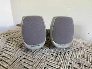 🍊Vintage Polk Audio Lot de deux haut-parleurs d'ordinateur | Modèle 5065 Gris FONCTIONNE ! - Photo 1/5