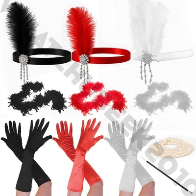WHATCHUSEEK2010 Deluxe Ladies 1920's Gatsby Flapper Charleston Women Fancy Dress Accessories Set