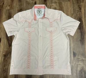 Rowel Western Pearl Snap Guayabera Performance Shirt Cloud Pink XXL - Picture 1 of 8