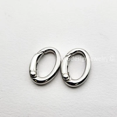 Silver Plated Brass Oval Spring Gate Rings 21x15mm 2pcs Keychain Jewelry DIY - Image 1 of 4