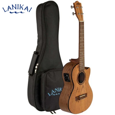Lanikai Oak Series Cutaway Tenor Acoustic Electric Ukulele w/ Padded Bag OA-CET - Image 1 of 4