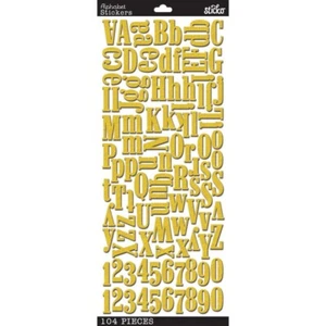 STICKO ALPHABET STICKERS - GOLD GLITTER FOAM - LARGE - Approx 25mm - 104 Pieces - Picture 1 of 1