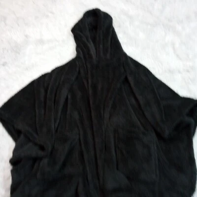 G.I.L.I. Poncho Suéter Sudadera con Capucha Negro Polar Bolsillos Suave XXS para Mujer Foto 1 de 4