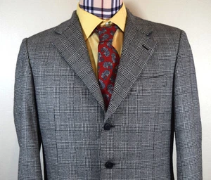 Belvest Men's Gray Wool Glen Plaid Italy Three Button Sport Coat 42R  - Picture 1 of 9