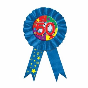 LARGE 50TH BIRTHDAY ROSETTE AWARD BADGE - Picture 1 of 1