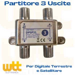 Partitore Divisore Splitter Tv Satellitare 1 INGRESSO 3 USCITE con connettori F - Foto 1 di 1