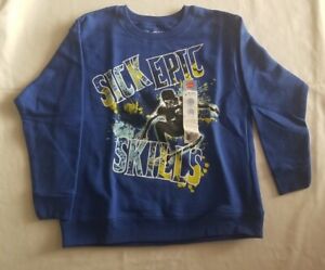 Hanes Boy's Soft Sweats Sweatshirt Blue "Sick epic  skills" Size S (6-7)