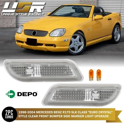 DEPO Euro Clear Bumper Side Marker Lights For 98-04 Mercedes Benz R170 SLK Class Foto 1 de 4
