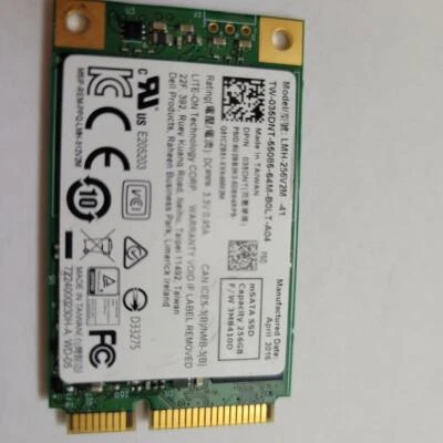 Lite-On 256gb mSATA Mini PCIe Solid State Drive SSD LMH-256V2M-41 Dell 035DNT - Image 1 of 3