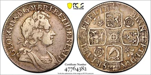 1724 Great Britain 1 Shilling, Roses & Plumes, PCGS VF 35, Scarce 1 Finer @ PCGS - Picture 1 of 2