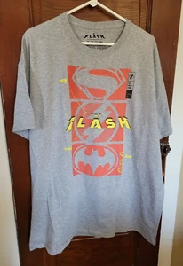 NWT The Flash Men's 2XL Gray Red The Flash Superman Batman Icons T Tee Shirt - Picture 1 of 4