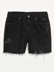 Old Navy High-Waisted Slouchy Straight Cut-Off Black Jean Shorts for Women 5" - Picture 1 of 7