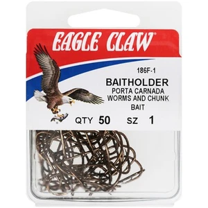 Eagle Claw Bronze Baitholder Fish Hooks, 50 Count Pack, Size #1 - Picture 1 of 1