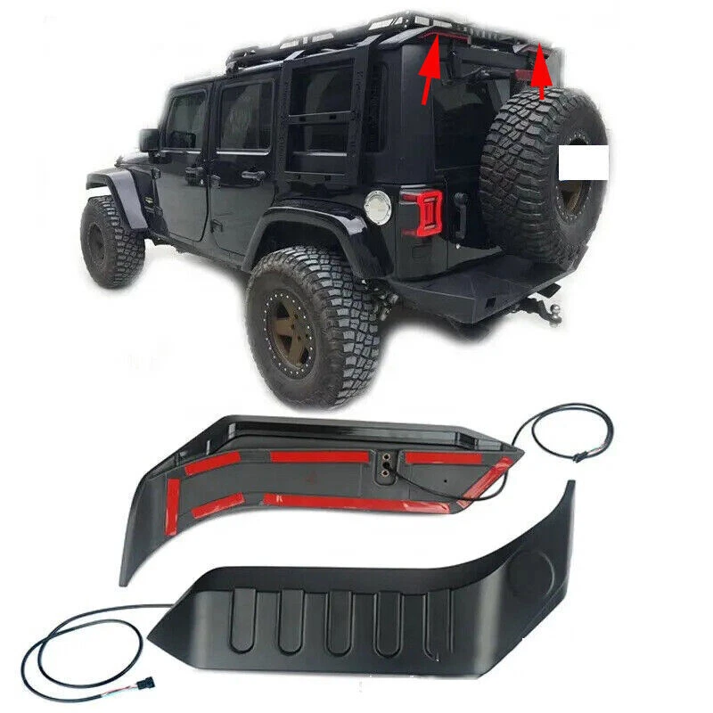Para 07-17 Jeep Wrangler JK SUV teto traseiro spoiler asa traseira freio luz reversa - Imagem 1 de 4